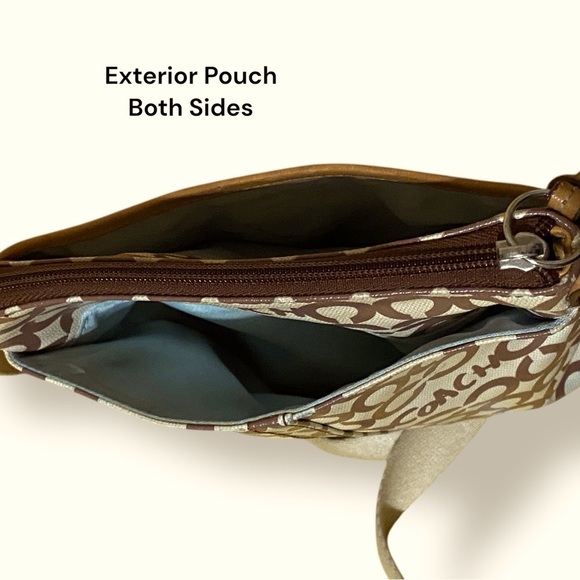 Coach Swing Bag Crossbody Signature Coated Canvas Leather Brown/Cream Patterned - Picture 14 of 16